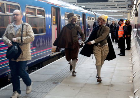 Blackfriars rail commuters greeted by entertainers