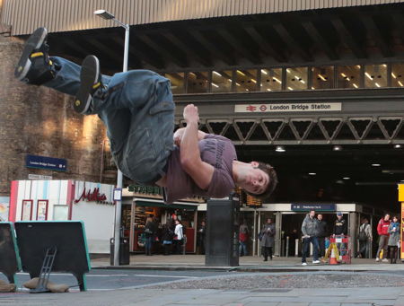 Free runners show Monument’s a hop, skip and a jump from London Bridge