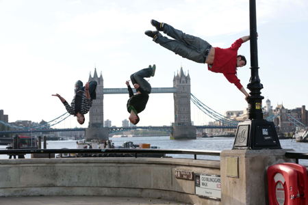 Free runners show Monument’s a hop, skip and a jump from London Bridge