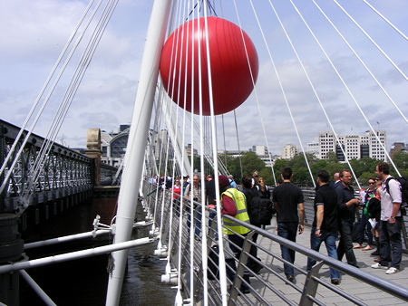 Giant red ball appears on Golden Jubilee Bridge