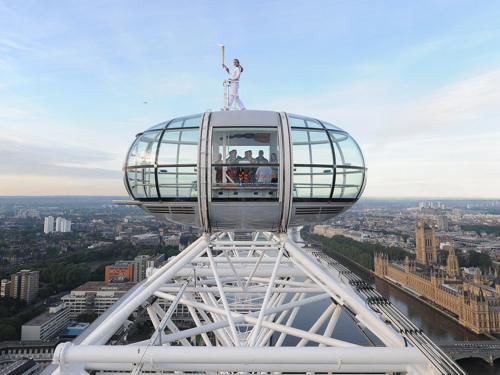 Olympic flame at top of the London Eye