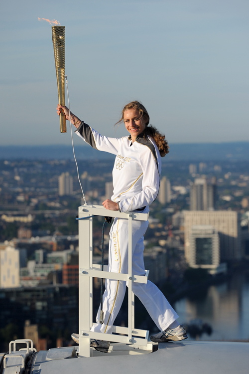 Olympic flame at top of the London Eye