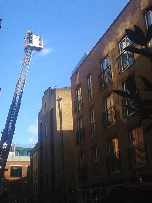 Fire on roof of Magdalen Street block