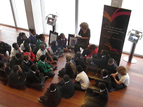 Francesca Simon joins Snowsfields school pupils at the Shard