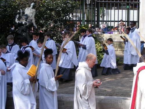 Southwark Cathedral palm procession in Borough Market