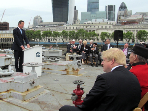David Cameron at HMS Belfast for D-Day 70th anniversary event