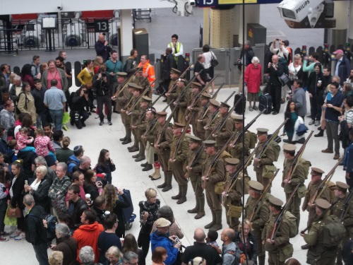 WW1 troop mobilisation reenactment at Waterloo Station