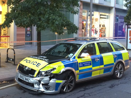 Police car in Southwark Street collision