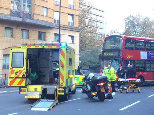 Motorcyclist injured in St George’s Circus bus collision