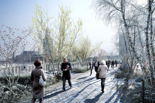 Garden Bridge: new image shows river crossing in winter