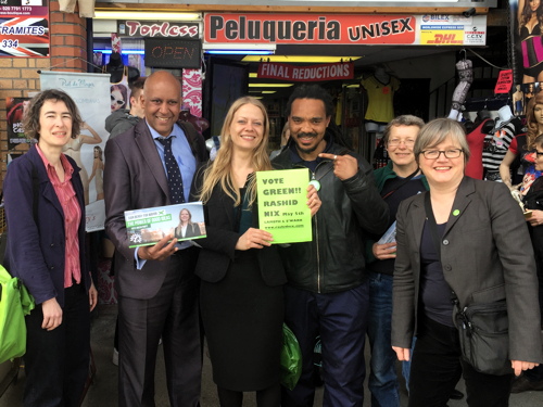 Green Party mayoral candidate Sian Berry visits Elephant & Castle