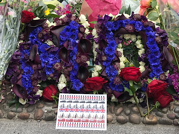 Flowers placed by first cops to respond to London Bridge attack