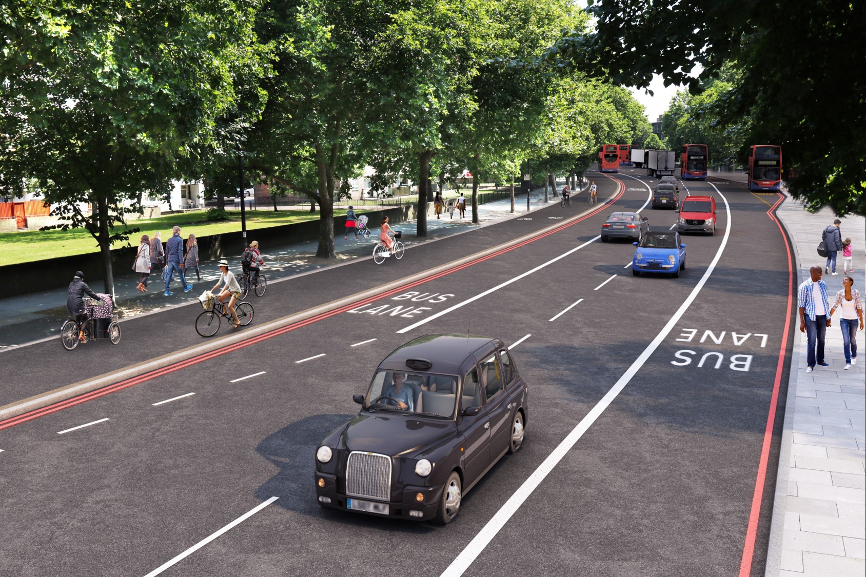 Cycle superhighway 4: bike tracks for Tooley Street & Jamaica Road