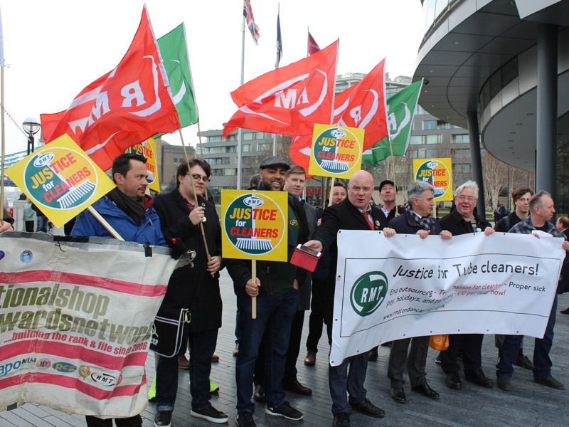 'Justice for tube cleaners' protest held at City Hall