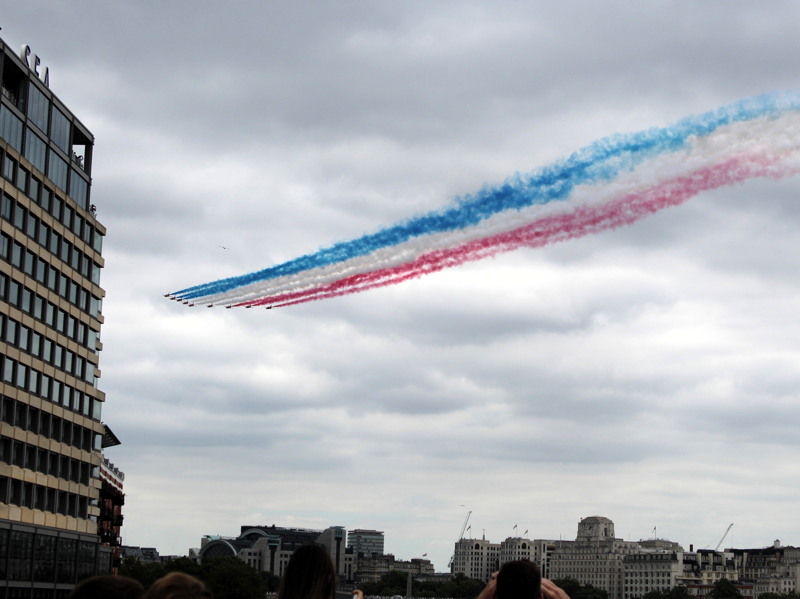 Hundreds line South Bank and Thames bridges for RAF 100 flypast