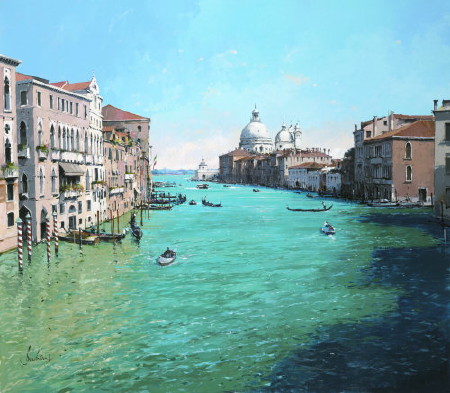 Jeremy Barlow â€œGrand Canal, Veniceâ€ Oil on Boa