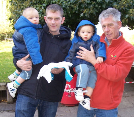 Three generations: Geoff Foster (right) with son M