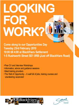 Opportunities Day at Blackfriars Settlement