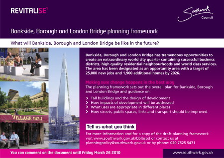 Bankside, Borough & London Bridge Planning Framework Community Consultation at Bankside Community Space