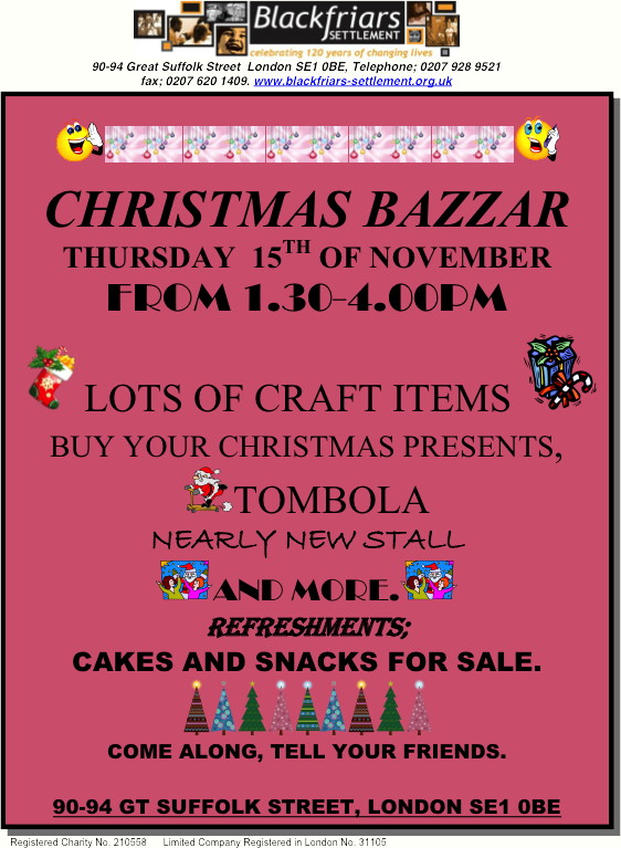 Christmas Bazaar at Blackfriars Settlement