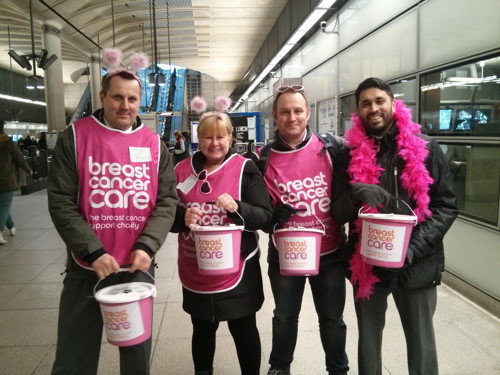 Breast Cancer Awareness Month Charity Collection at London Bridge Station