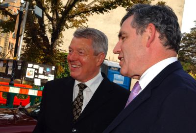 Alan Johnson and Gordon Brown arriving at Hardy Gr