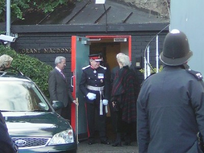 Princess Alexandra is greeted by Lord Imbert