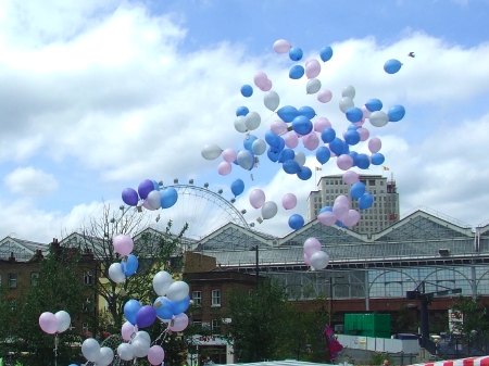 Balloons were released from the Millennium Green a