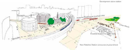 Concept sketch of a 'city square' around the BFI I