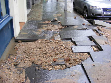 Pavement outside Magdalen restaurant