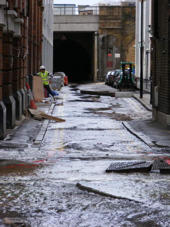 Shand Street turned into a river