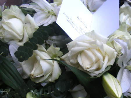 Flowers at the scene of the Tower Bridge Road bus 