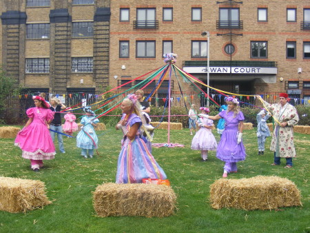 Maypole dancing in Tanner Street Park