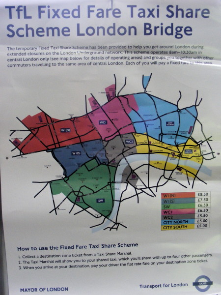 Boris Johnson visits tube strike taxi-sharing rank at London Bridge