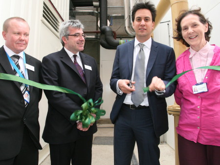 Ed Miliband opens new green power plant at St Thomas' Hospital