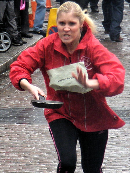 The team from The Team wins Better Bankside pancake race