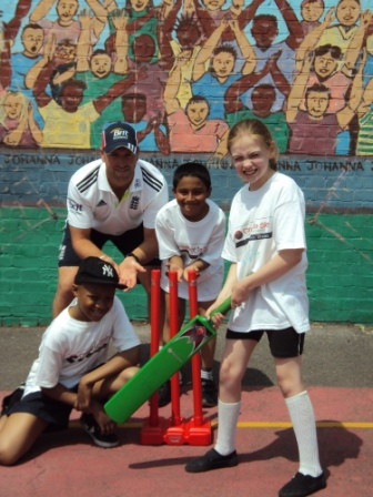 England cricketer Matt Prior celebrates National Cricket Day in Waterloo