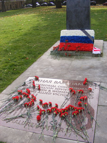 Spartak Moscow fans lay flowers at Southwark’s Soviet War Memorial