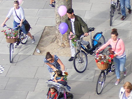 Festival of Britain’s floral bicycle parade recreated on the South Bank