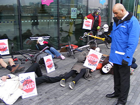 Southwark cycle safety campaigners stage ‘die-in’ at City Hall