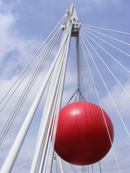 Giant red ball appears on Golden Jubilee Bridge