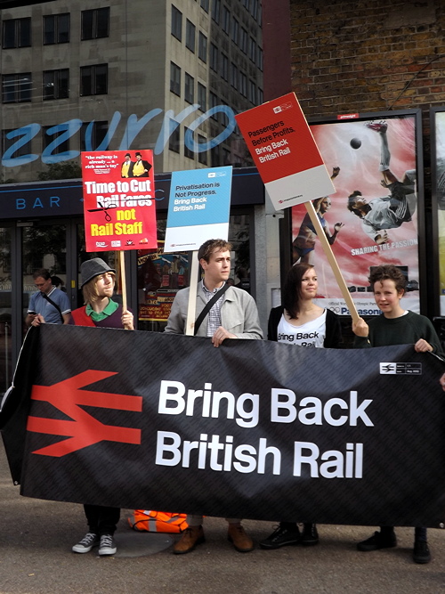 Rail campaigners stage train fares protest at Waterloo