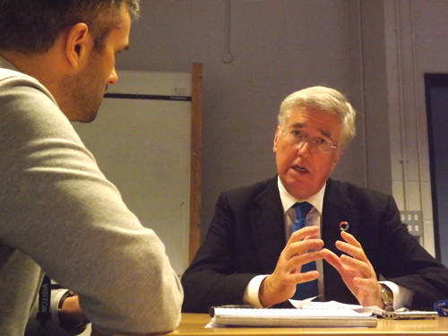 Ex-Dragon Doug Richard and business minister Michael Fallon visit Lewisham College at Waterloo