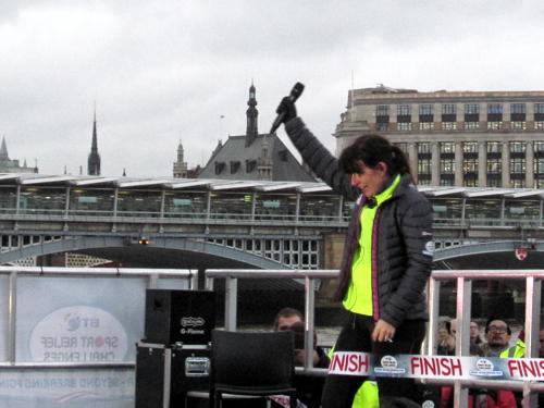 Davina McCall ends Edinburgh-London Sport Relief challenge at Millennium Bridge