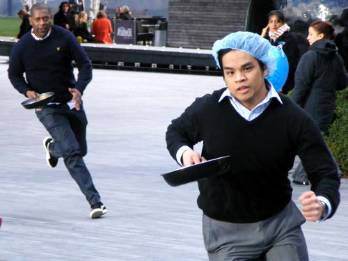 Estate agents and bankers triumph in SE1 pancake races