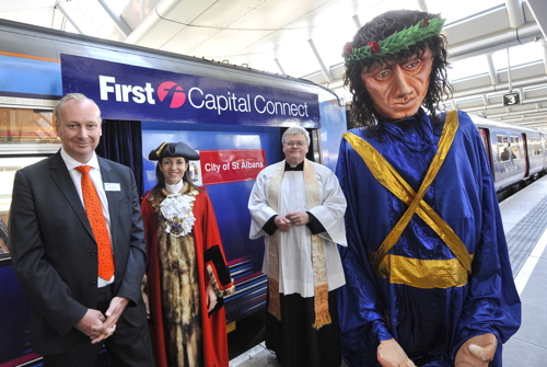 Train named City of St Albans at Blackfriars Station ceremony