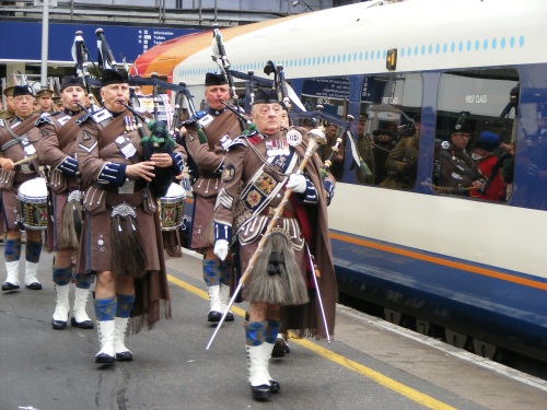 WW1 troop mobilisation reenactment at Waterloo Station