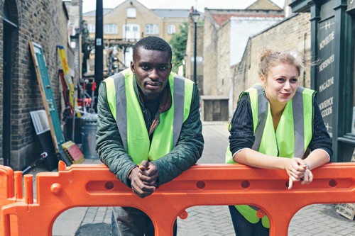 Local trainees employed as marshals on Roupell Street film set