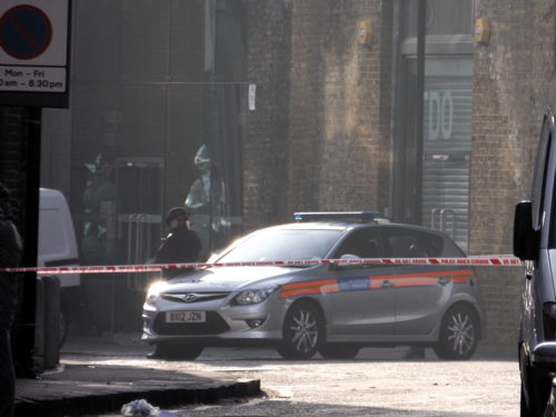 Police tape across Great Suffolk Street on Sunday 