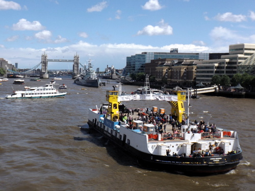 Woolwich Ferry comes to Tower Bridge